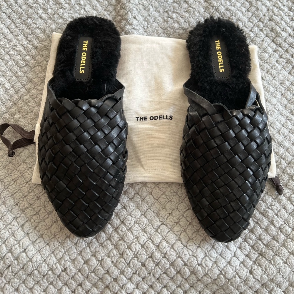 The Odells Leather Shearling Mules